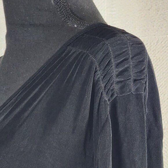 Chico's Travelers Black Acetate Span 3/4 Ruched Sleeve Top Size Chico 3 US XL 16 - Picture 13 of 16